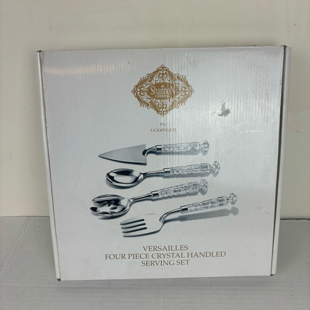 Shannon Crystal by GODINGER-Versailles Serving Set-4-pc crystal handles-NIB